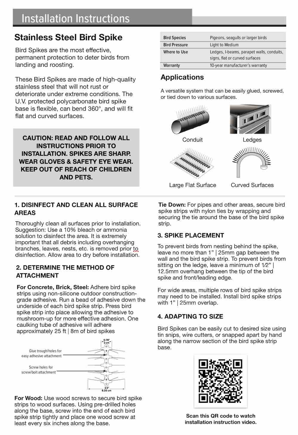 bird spikes instructions
